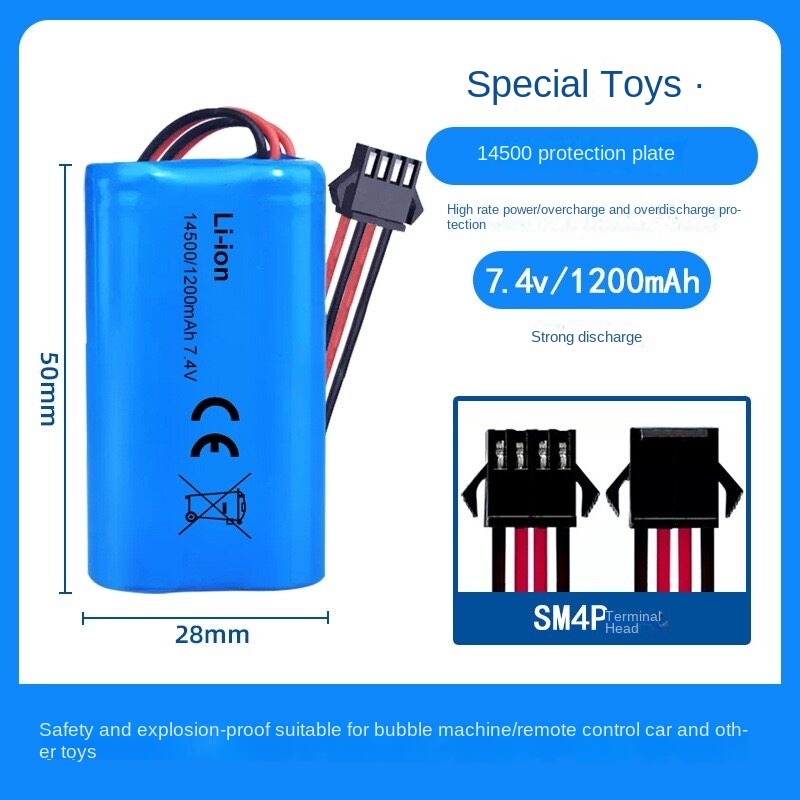 SM-3P Batterie Li-ion 7.4V 1200mAh Pour RC TK-3082B – Lot 2 Pièces Avec Câble USB, Compatible 18500