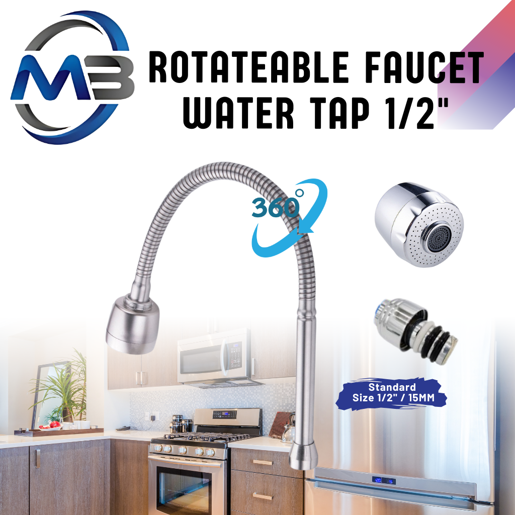 Practical 360 Degree Rotating Sink Faucet Spout Flexible Mixer Tap Tube ...
