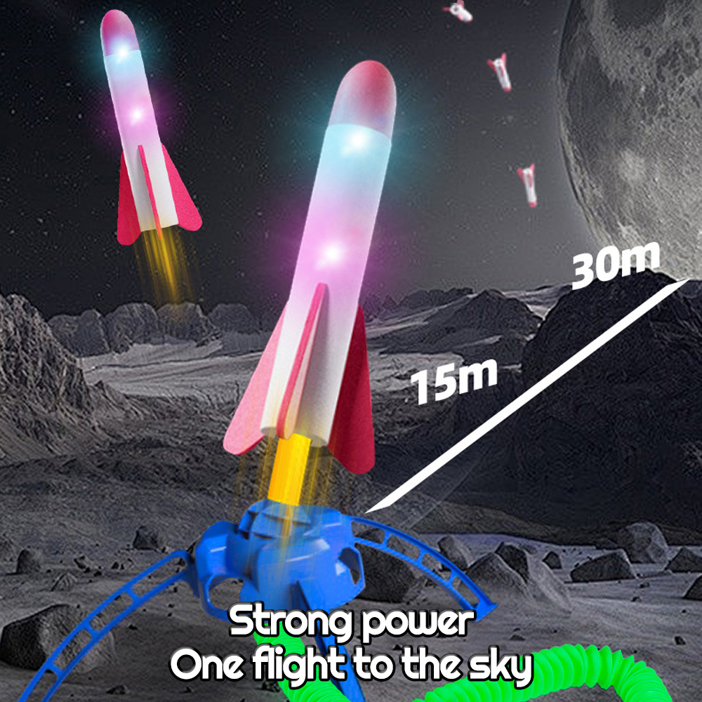 LAKOE LED Rocket Launcher Toy For Kids Step Jump Rocket Toys Luminous ...