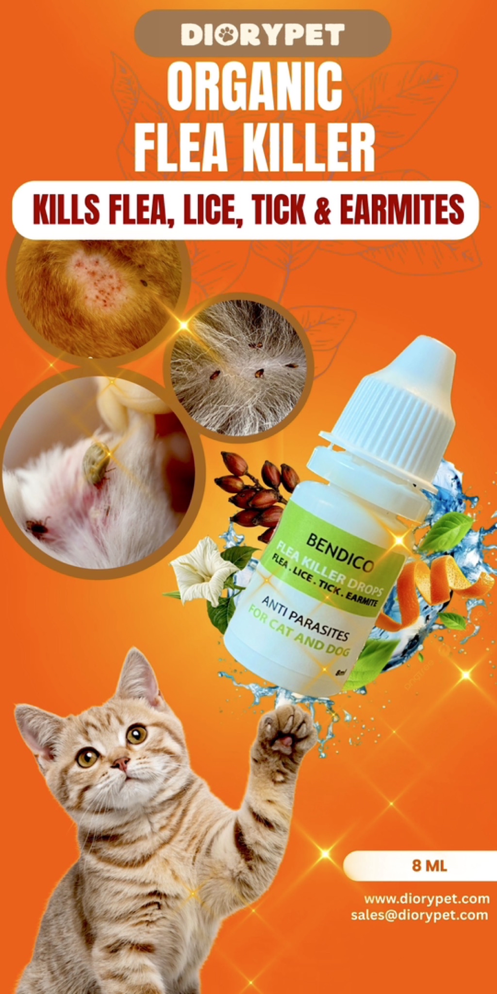 FLEA KILLER DROPS kutu kucing kutu anjing flea lice tick earmite kucing ...
