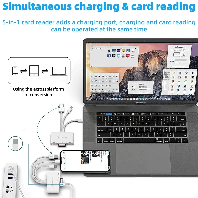 5 In 1 Multifunction Card Reader USB2.0 OTG Adapter Light-ning Type C ...