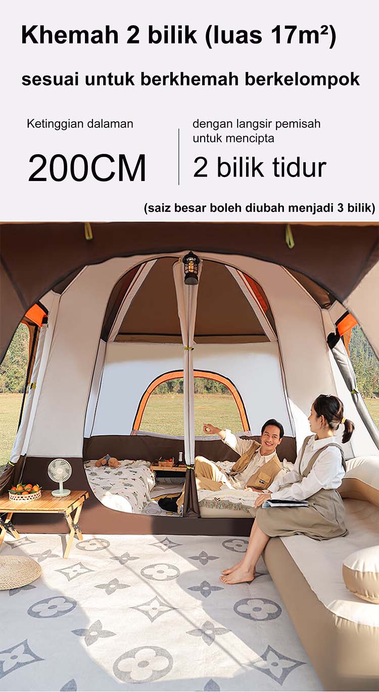 Khemah camping Tent 8/10 Person Outdoor Tent Waterproof Outdoor Camping ...