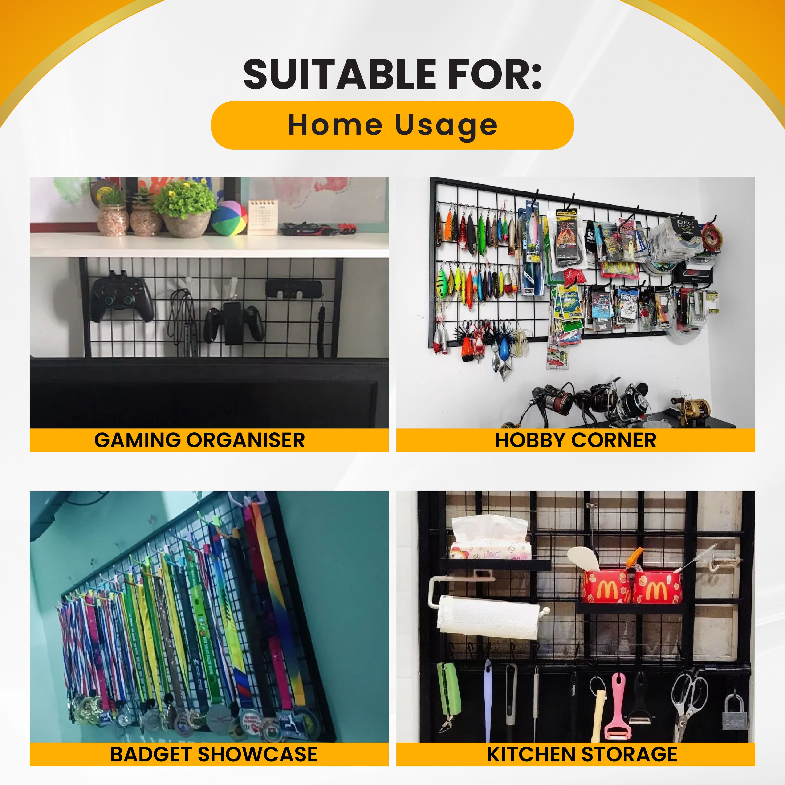 Multi Purpose Wall Netting Frame Wall Display Rack Mesh Organizer ...