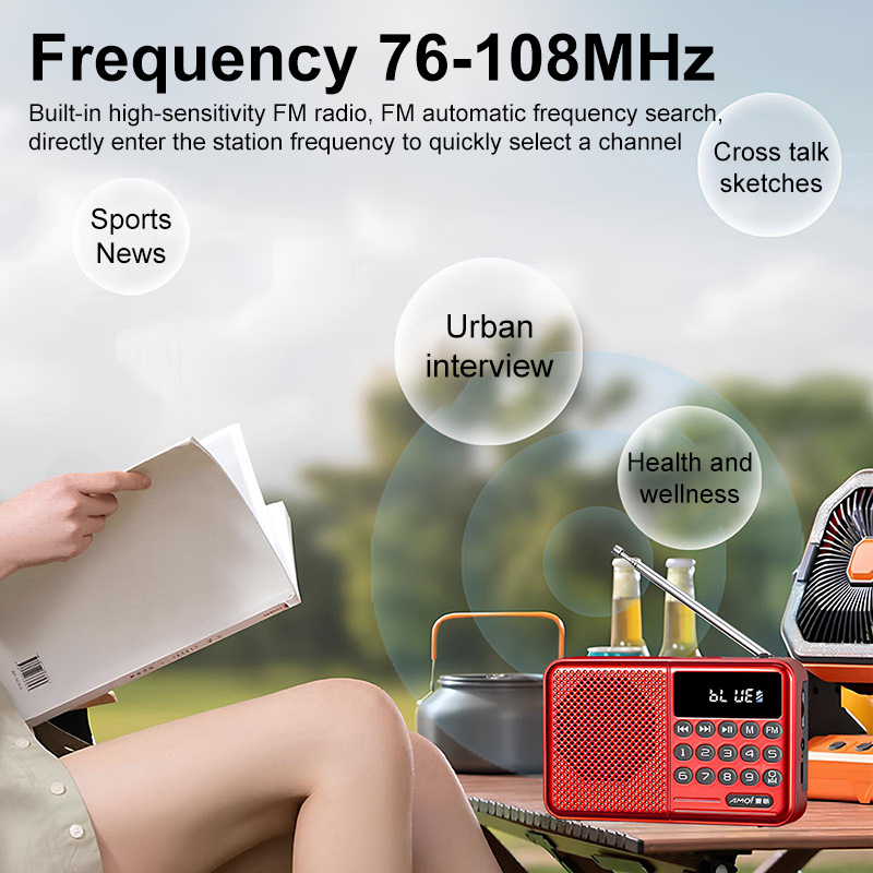 Portable Bluetooth FM Radio Speaker Rechargeable USB TF MP3 Digital U ...