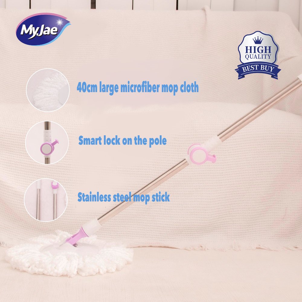 MyJae Multi-fit Spin Mop Super Durable Stainless Steel Mop Microfiber ...