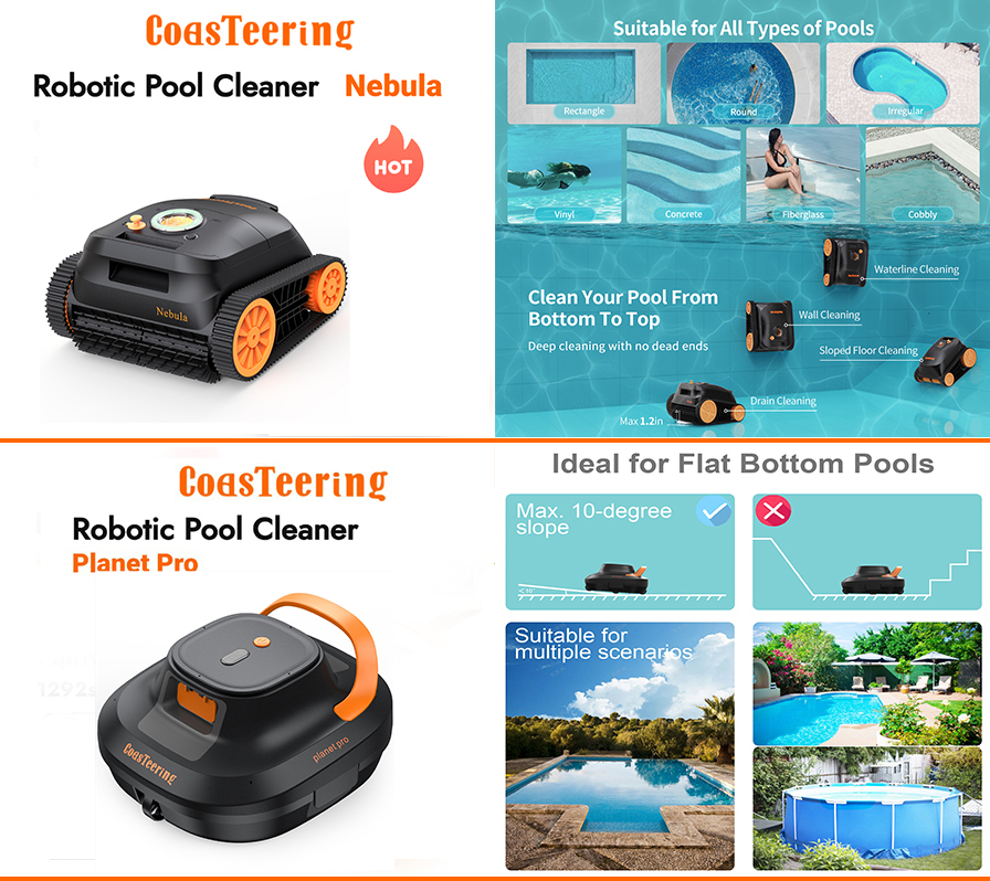 CLIBOT Nebula Robotic Pool Cleaner Cordless Smart Clean for Floor/Walls ...