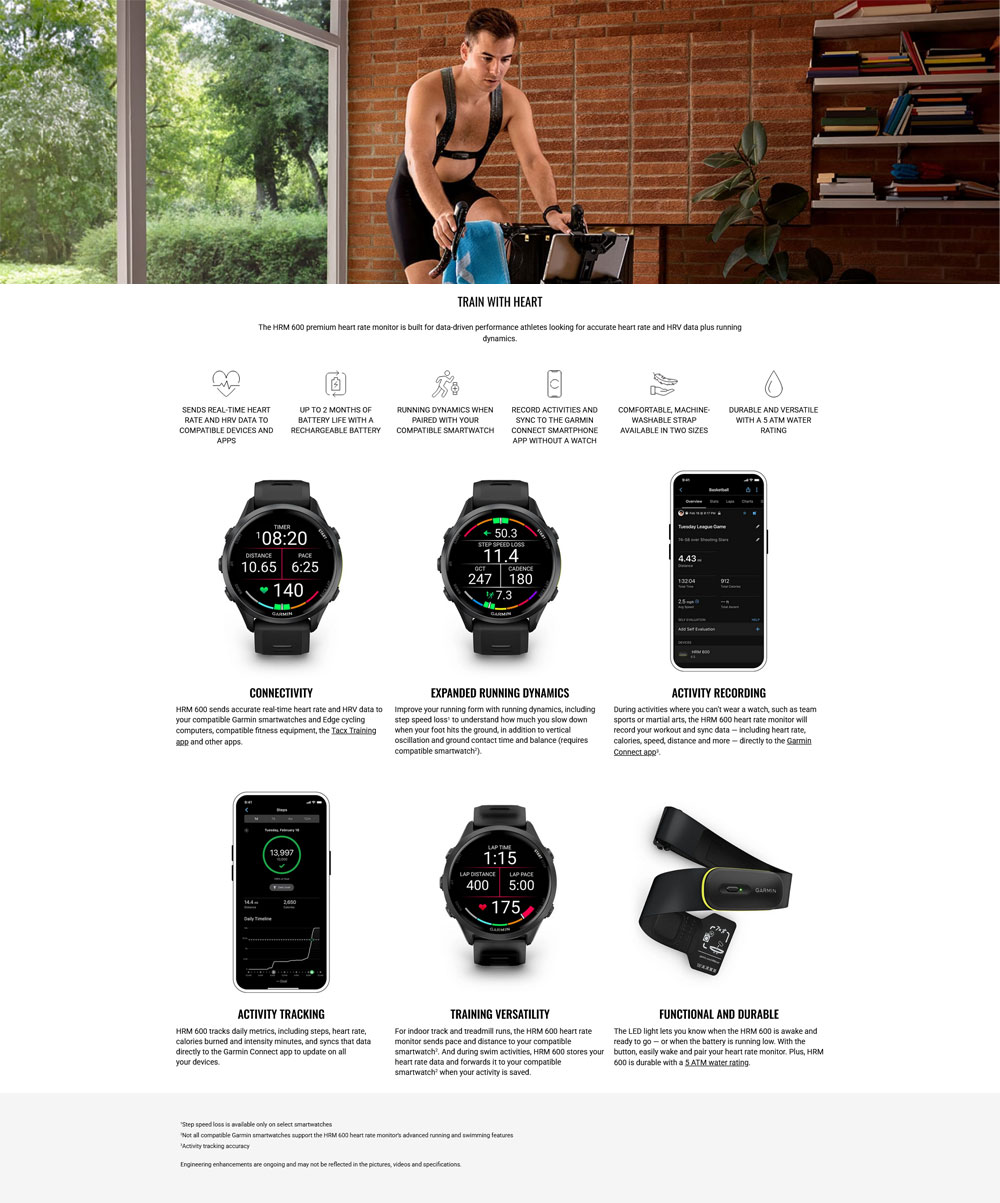 Garmin HRM 600 Heart Rate Monitor captures accurate Heart Rate, HRV and ...