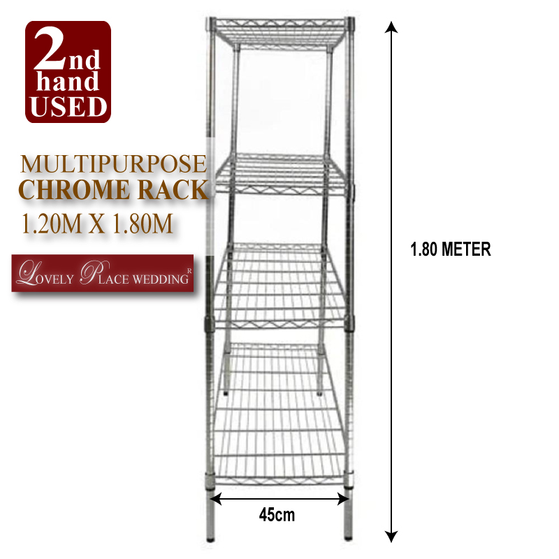 (USED) (OFFER)CHROME METAL WIRE RACK MULTIPURPOSE RAK (2ND HAND USED ...