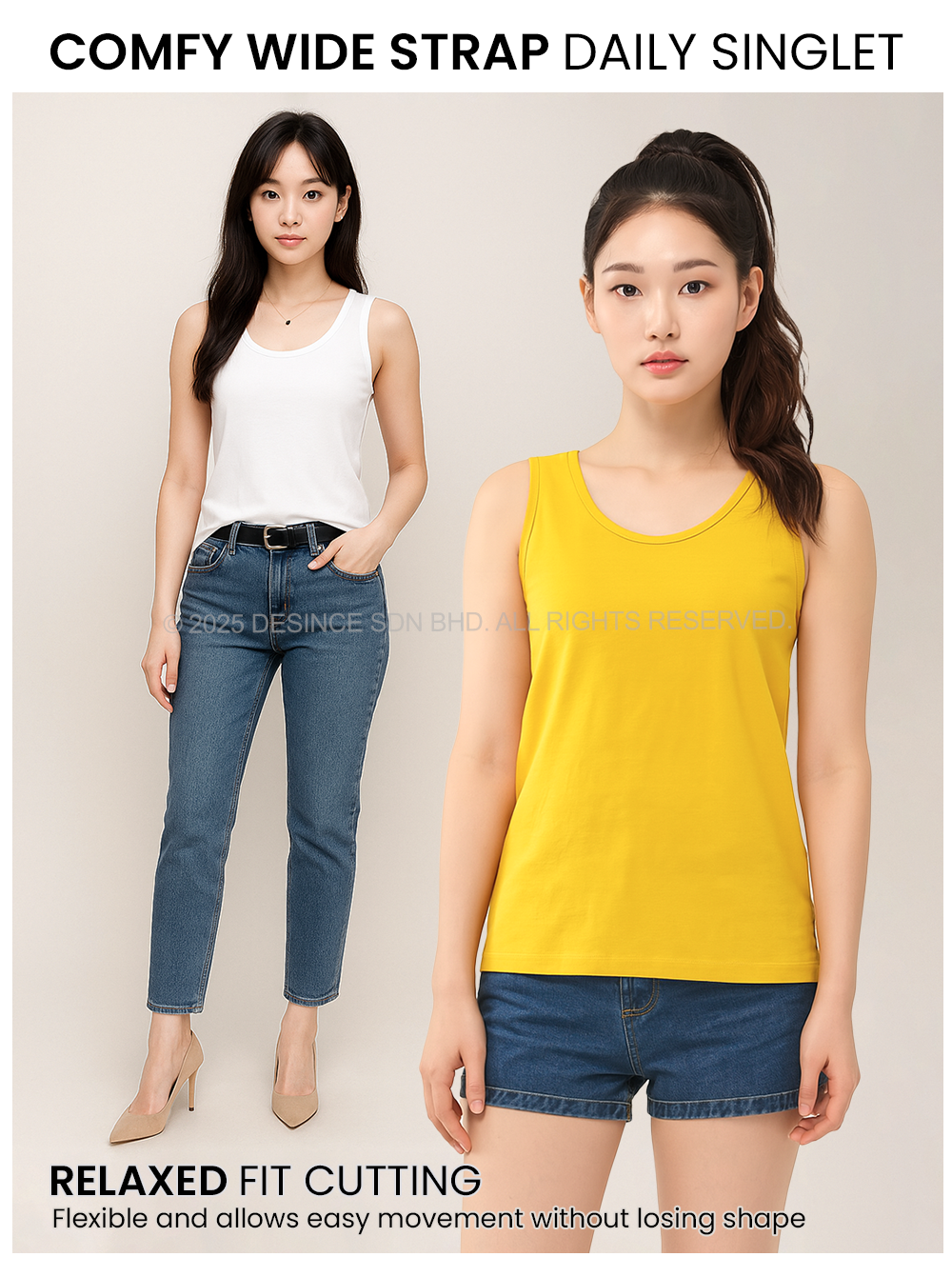 [Local] Desince Women Singlet Multi Color Camisole Inner Tank Top ...