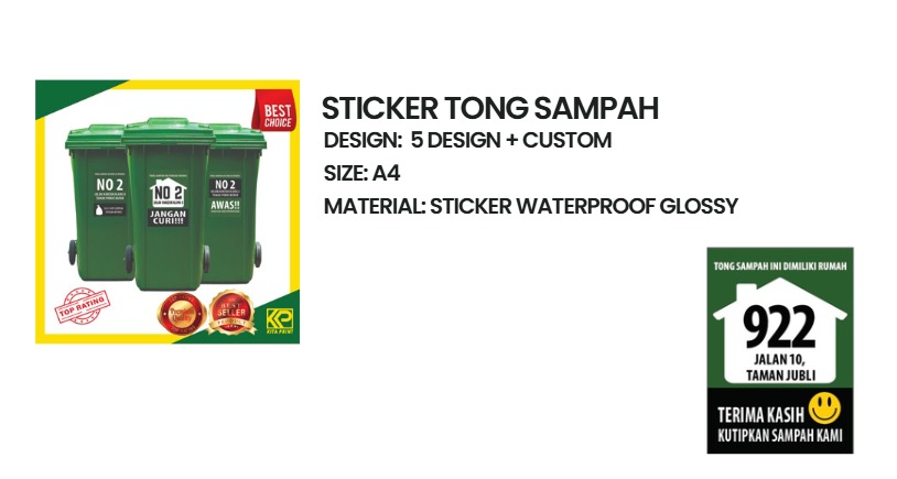 Sticker Tong Sampah Custom, Sticker Tong Sampah Waterproof, Sticker ...
