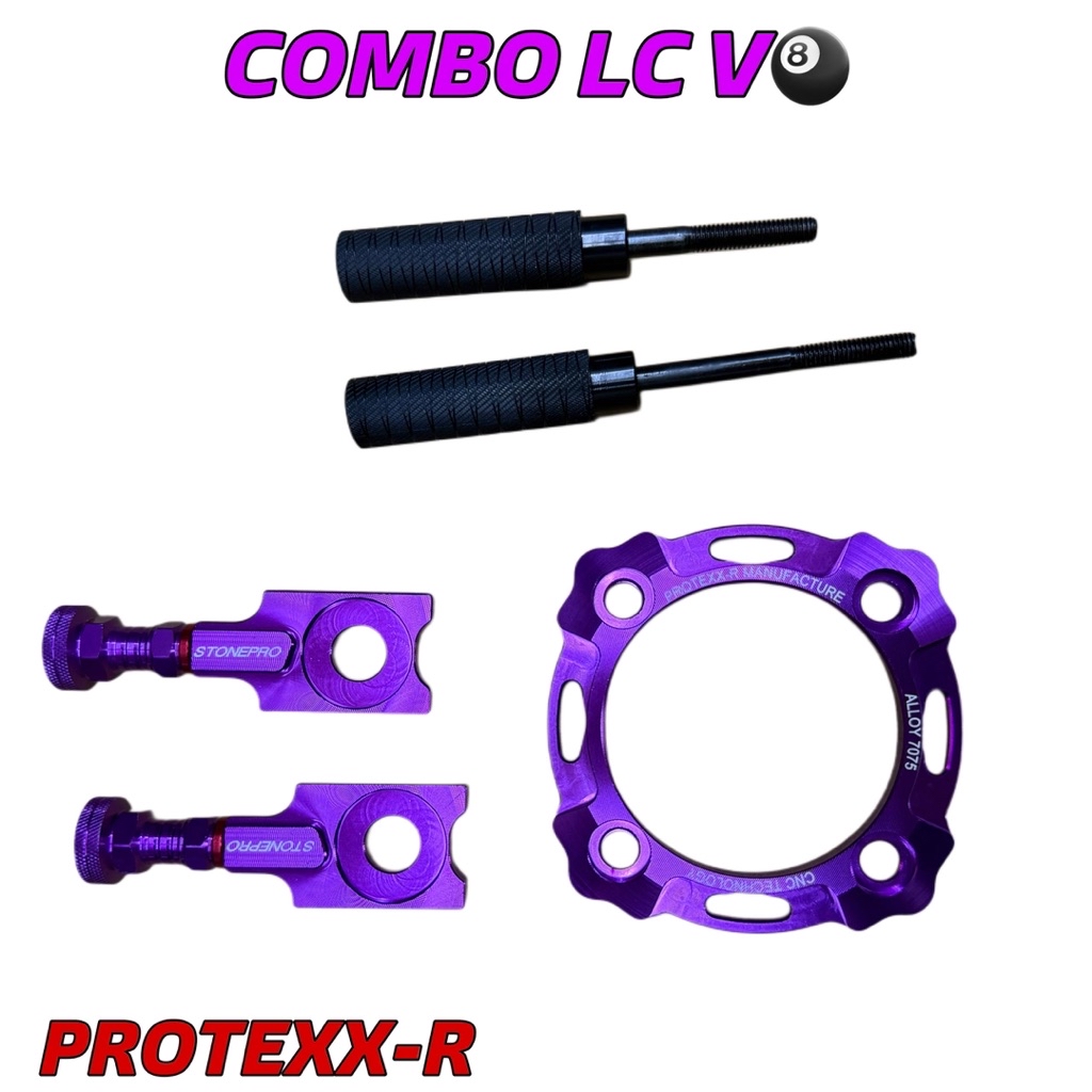 PROTEXX R Combo Set Step Udang Alloy CNC Yamaha LC135 V8 Cover Sprocket ...