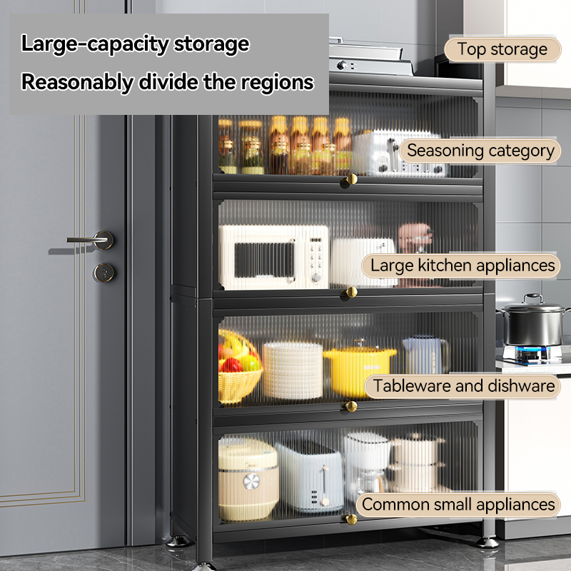 Multi-Layer Rak Dapur Kitchen Storage Cabinet Kabinet Heavy Duty Carbon ...