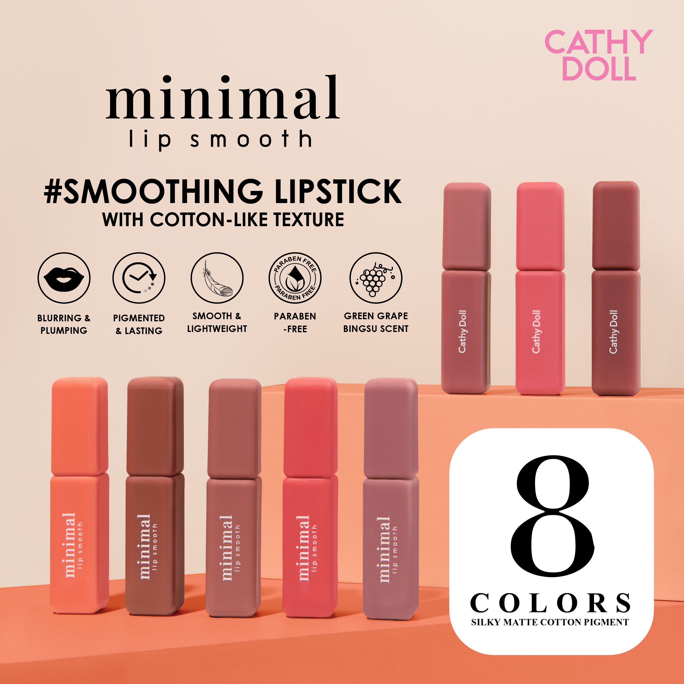 Cathy Doll Minimal Lip Smooth 2.7g (8 Colors To Choose) | Shopee Malaysia