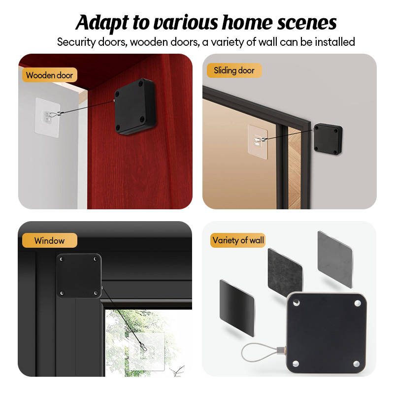Automatic Door Closer Soft Close Adjustable Wire Rope Punch Free Auto ...