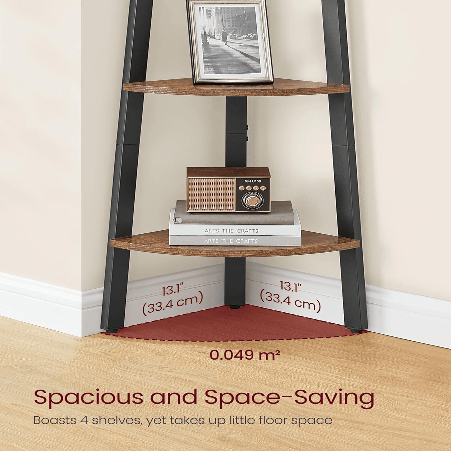 𝐌𝐀𝐉𝐄𝐒𝐓𝐈𝐂 Rak Buku 4-Tier Bookshelf Home Living Room Bedroom Corner Rack ...