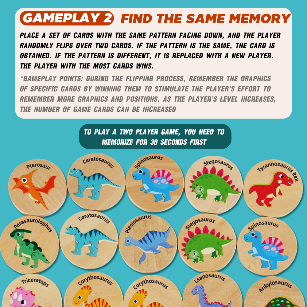 Wooden Match Memory Game for Kids Educational Toys Cartoon Puzzle Game ...
