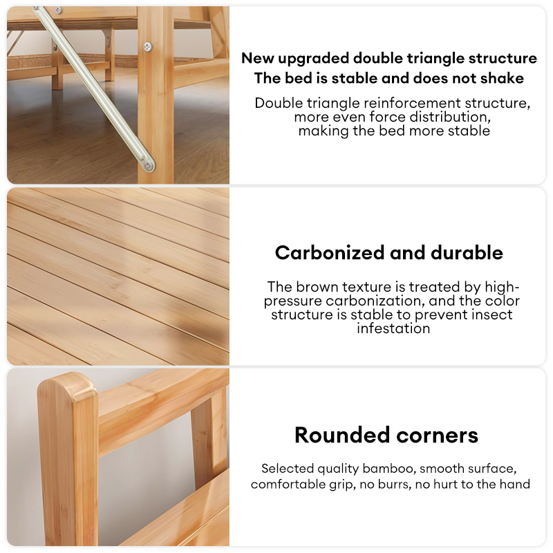 Bamboo Single Folding Bed Space Saving Bed Home Office Bed 折叠床 (80 ...