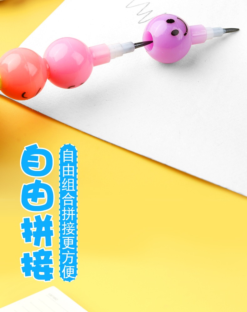 Cute 7Colors Emoji Bullet Round Stacking Crayon Pencil Students Non ...