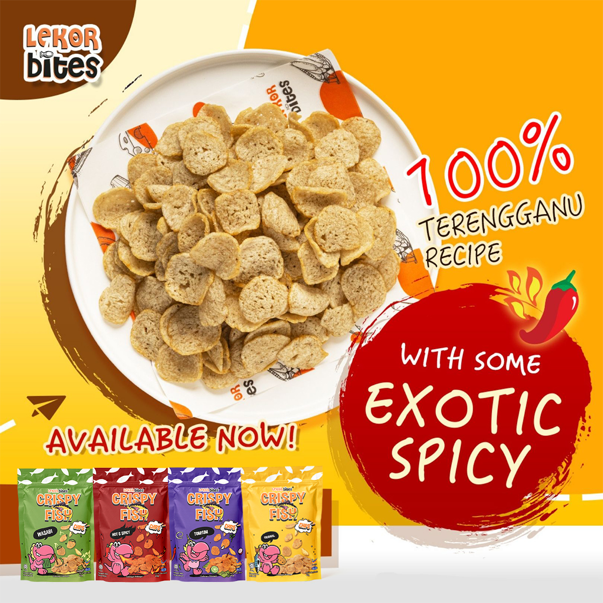 [HALAL] Lekor Bites Crispy Fish | Keropok Lekor Ikan Original (40g ...