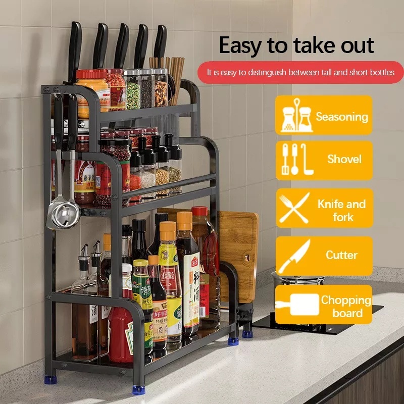 Kitchen Spice Rack Stainless Steel Seasoning Storage Rak Condiment Rack ...
