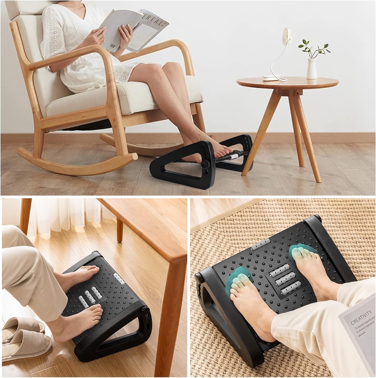 Adjustable Height Angle Foot Rest Ergonomic Under Desk Footrest Tilted ...
