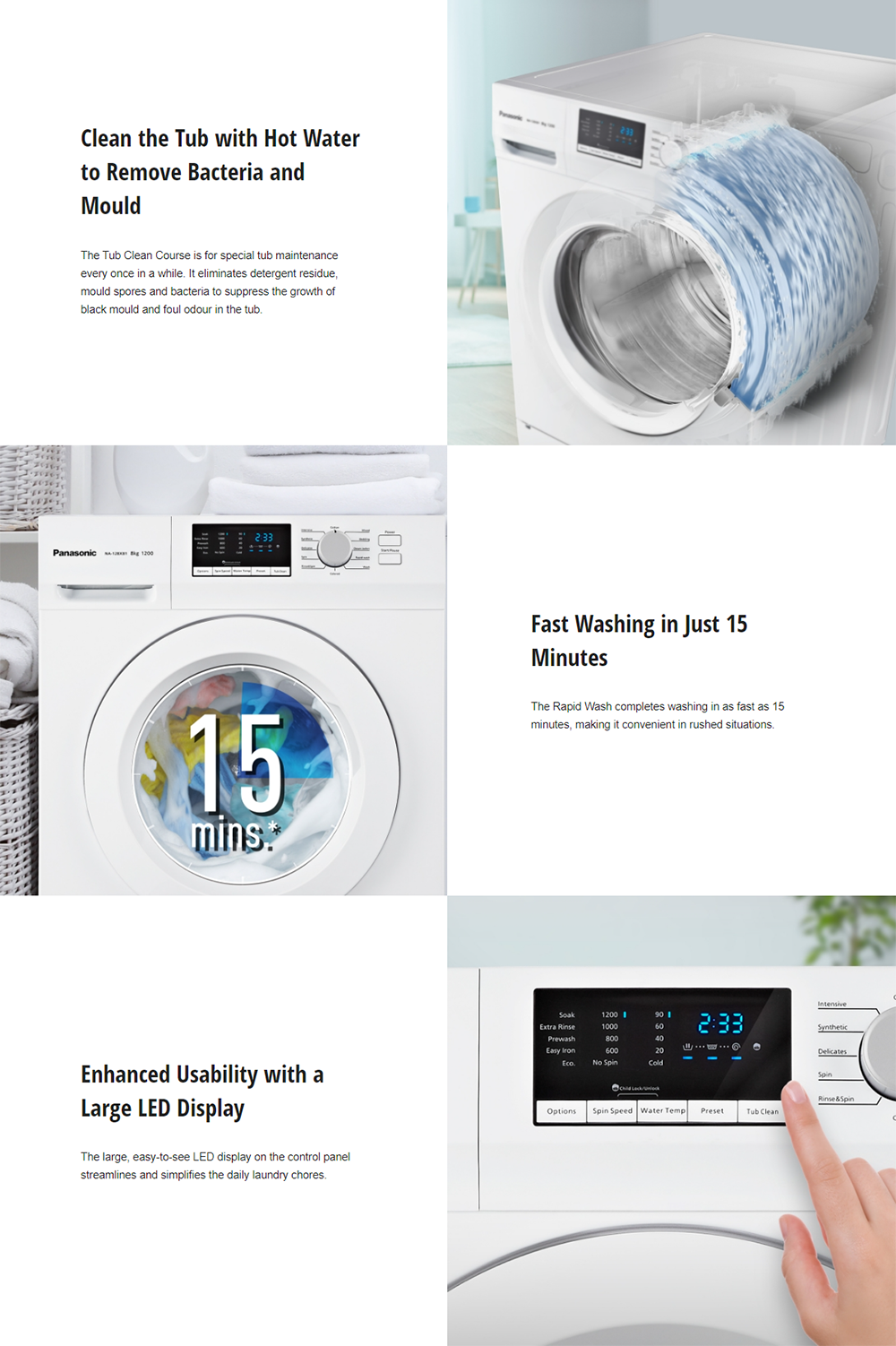 Panasonic NA128XB1WMY 8kg Hygiene Care with Hot Water Wash Front Load