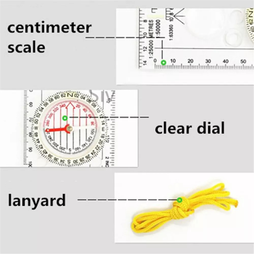 Portable Navigation Compass Transparent Scale Ruler Multifunction Map ...