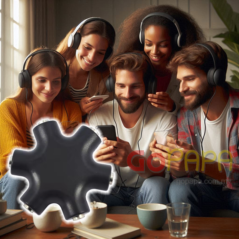 1-to-5 3.5mm Audio Splitter Snowflake Shaped 5-way Aux Sharing Headset ...