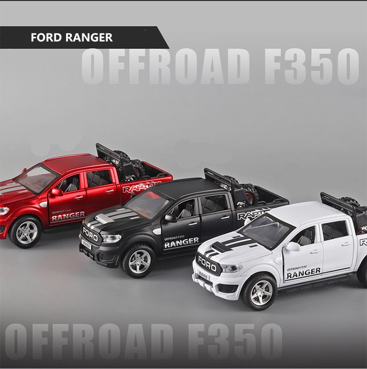 Diecast toy car 1:32 Ford Ranger Raptor F350 pickup with sound light ...