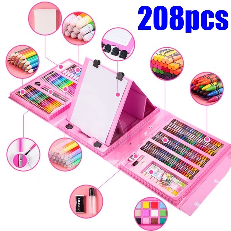 Kids Drawing Art Set Painting Pen Colour Pencils With Case (208 Pcs ...