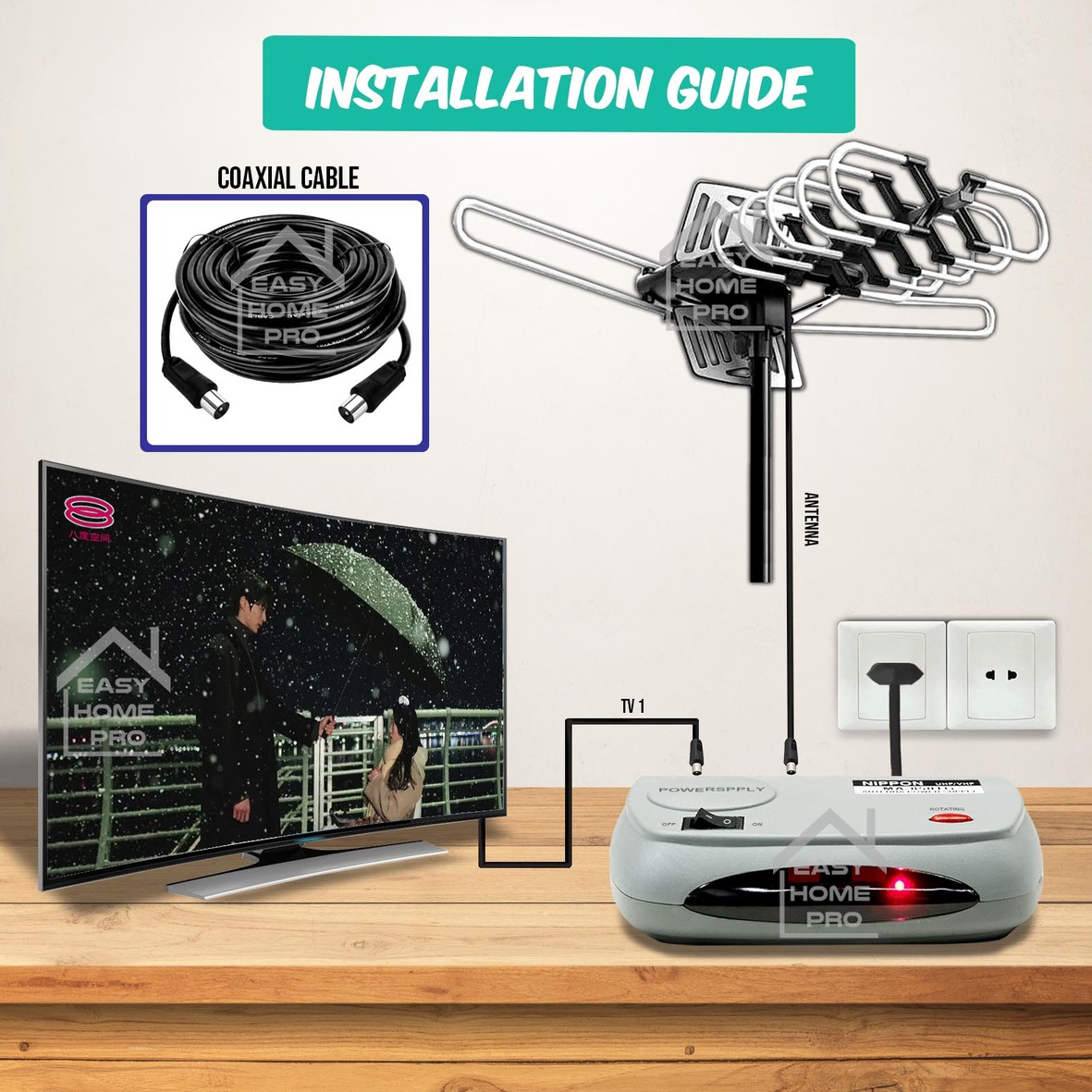 NIPPON Antenna booster UHF+VHF Rotating Antenna Power Supply | Shopee Malaysia