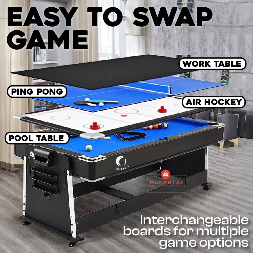 Pool Table 4 in 1 Meja pool tennis Ping pong Air hockey Desk top hoki ...