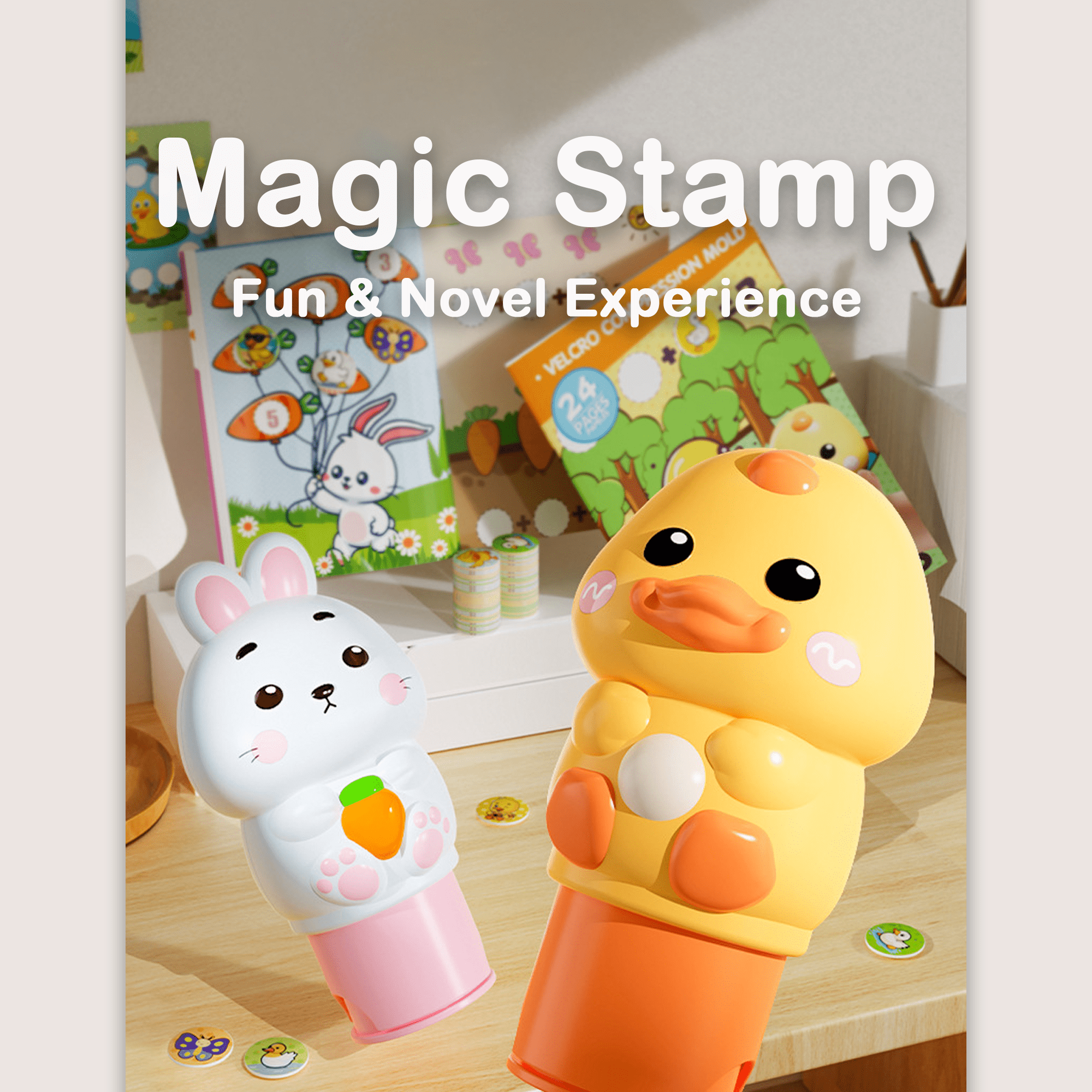 Waterproof Traceless Kids Magic Stamp Cartoon Seal Stickers Stiker ...