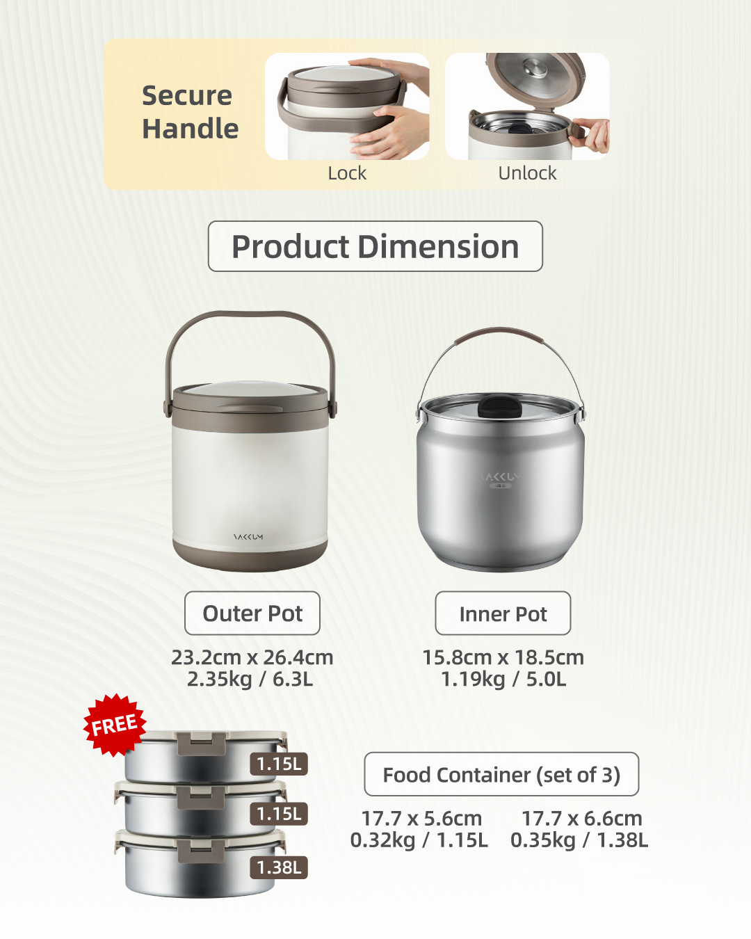 (NOT FOR SALE) Vakkum Premium Stainless Steel 304 Three Layer Inner ...