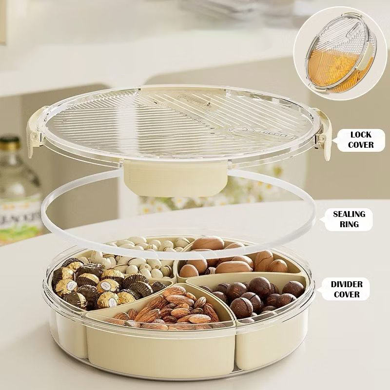 Bekas Kuih Kedap Udara Snack Tray Raya Round Buckle Sealed Box with Lid ...