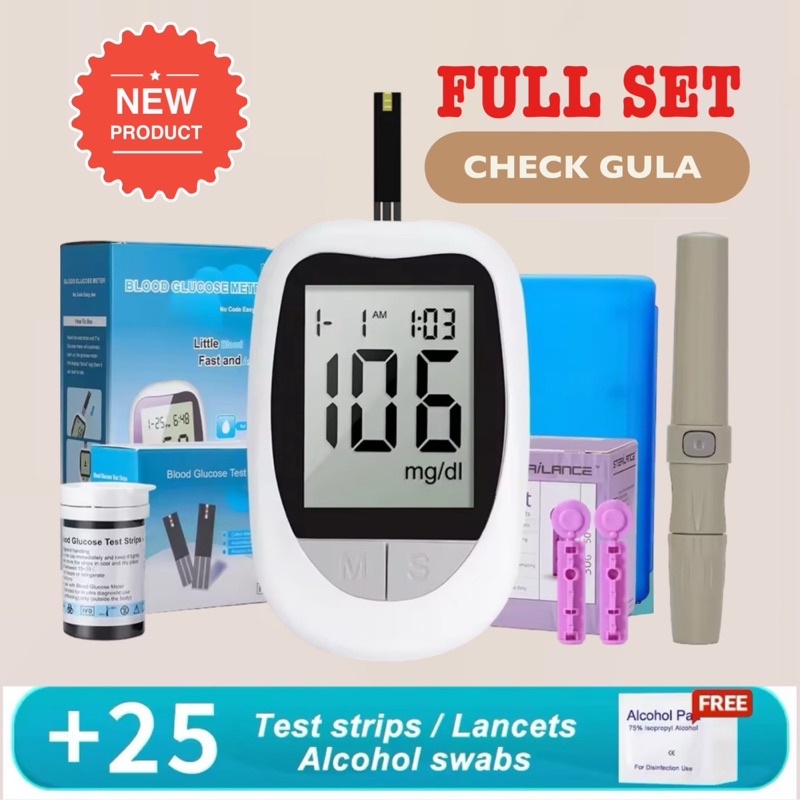 2 in 1 [BUNDLE GM SET 25 + BP] Blood Glucose Meter Monitor Kit Blood ...