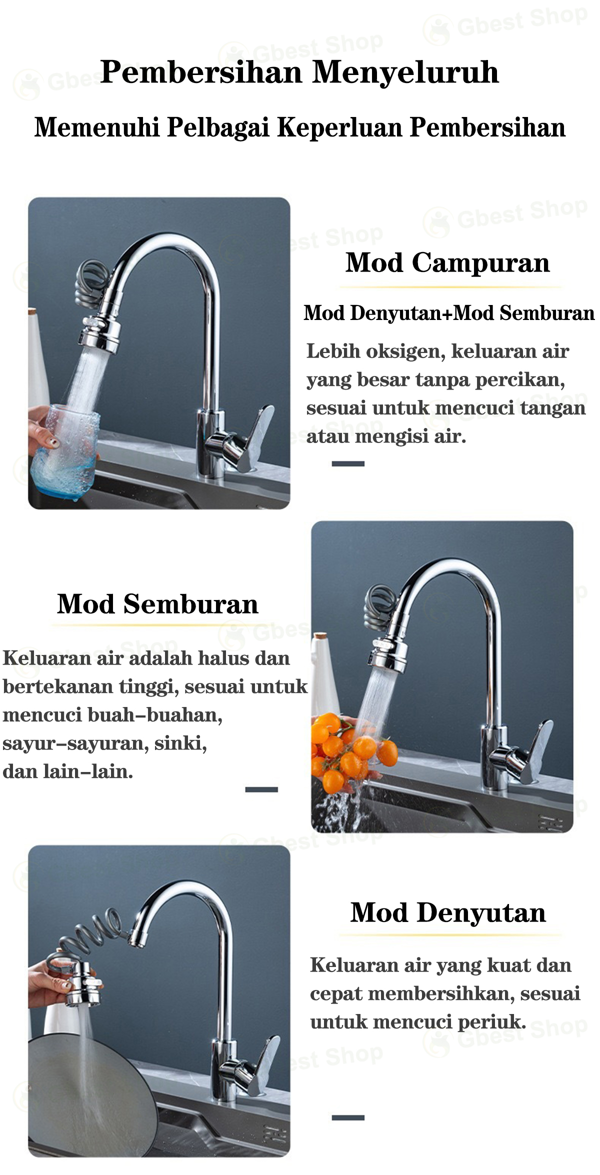 Sink Faucet Spring extender pipe Kitchen Sink Water tap spray head Tap ...