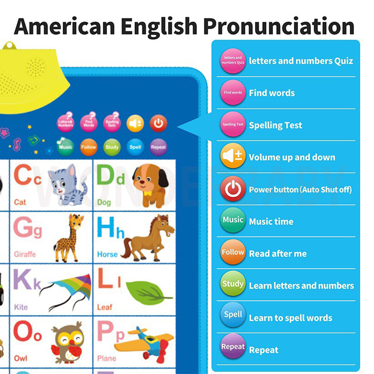 Premium English Interactive Talking Alphabet Poster ABC Wall Chart With ...