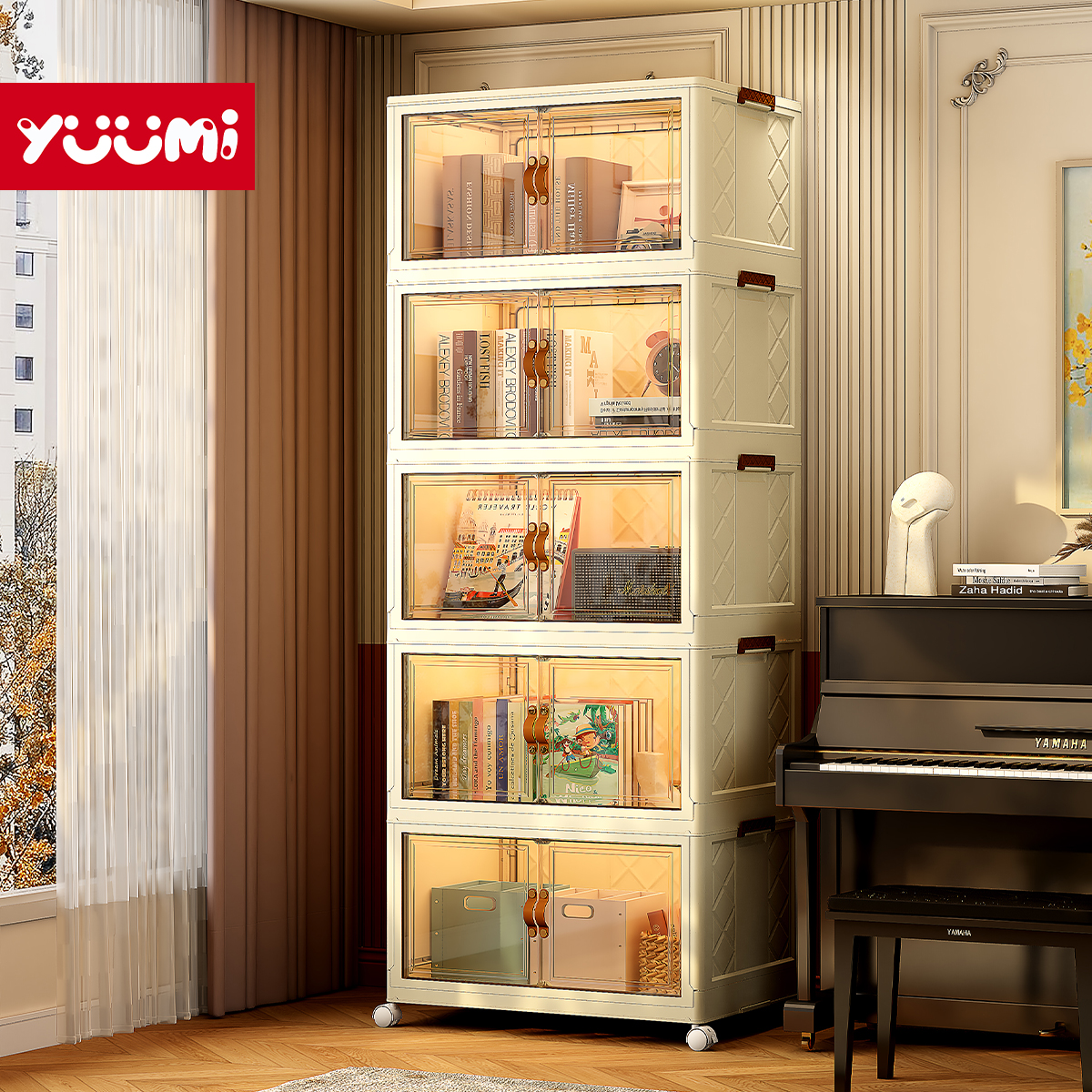 YUUMI Magnetic door High transparent plastik almari baju chest clothes ...