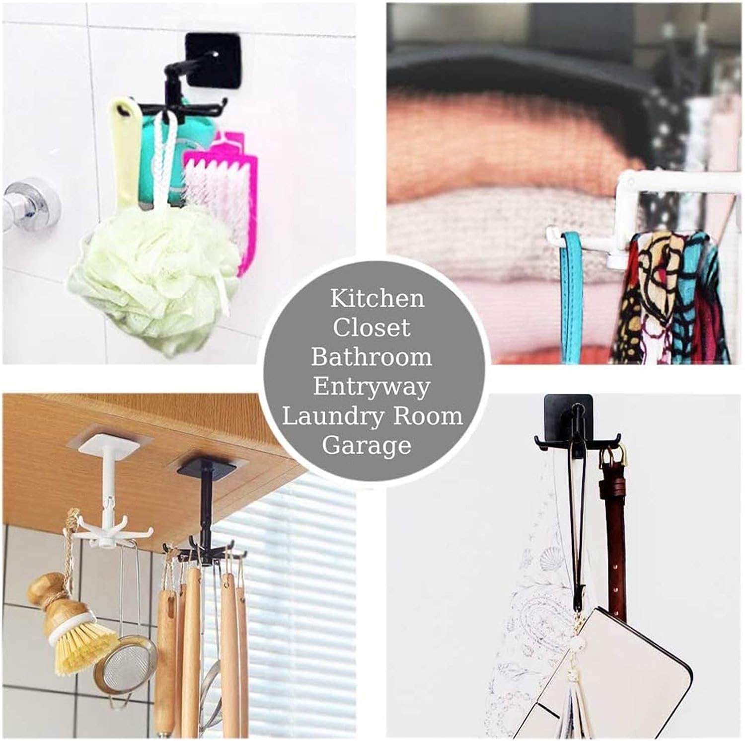 6 Claw Hook Multi-Functional Kitchen Rack Holder Wall Mounted Hanging ...