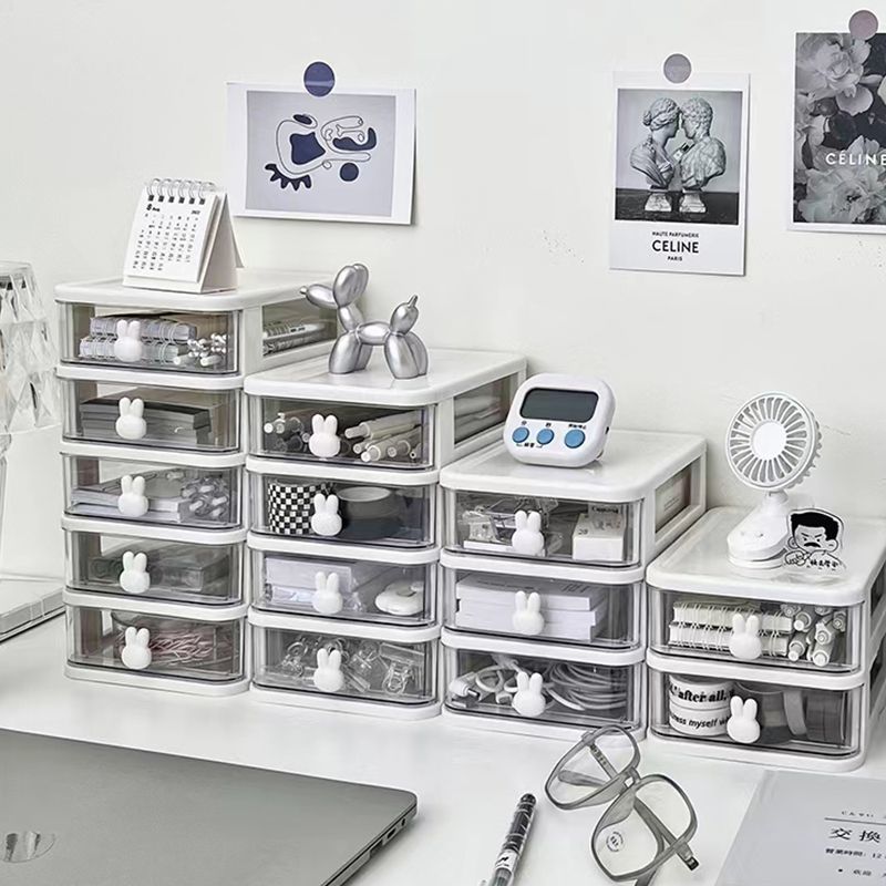 Mini Drawer Desktop Storage Box Desk Organizer 2/3/4/5 Tier Transparent ...