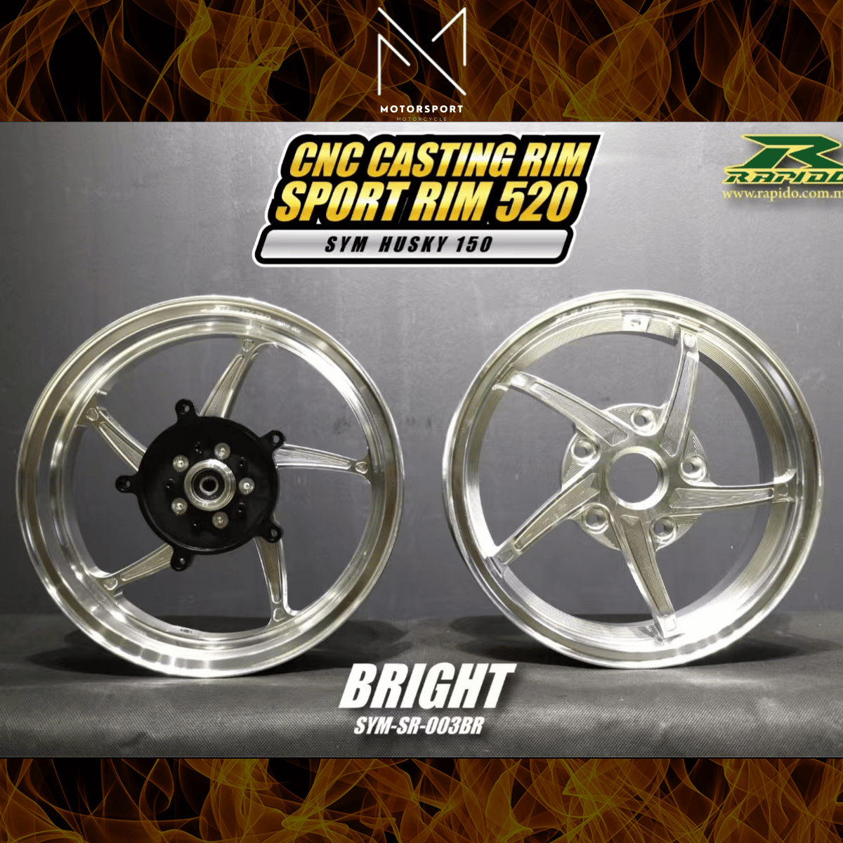RAPIDO Husky 150 Sport Rim SYM Husky ADV150 CNC Casting Rim 520 Front ...