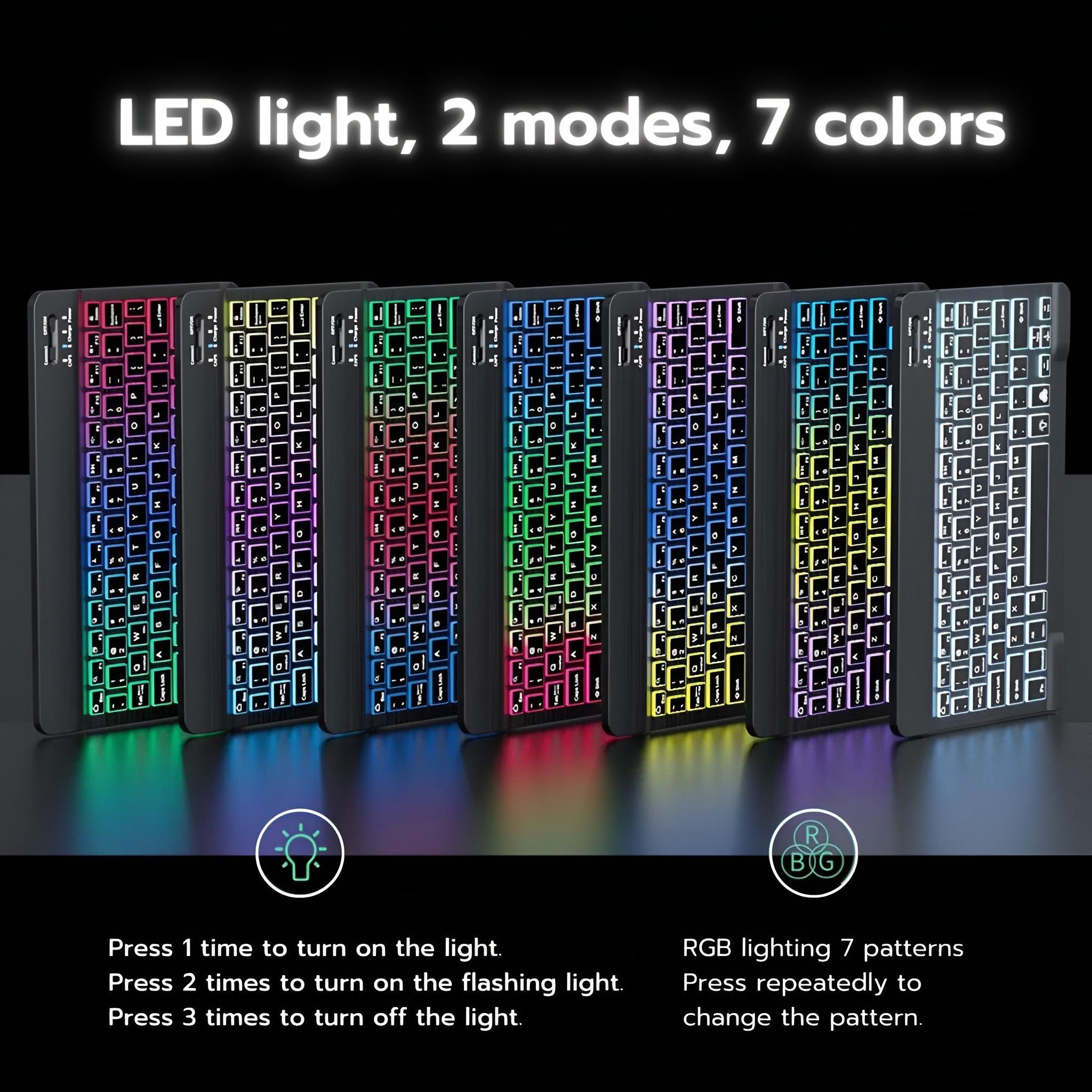 Wireless Bluetooth Keyboard and Mouse 7 Color Backlit For Laptop ...