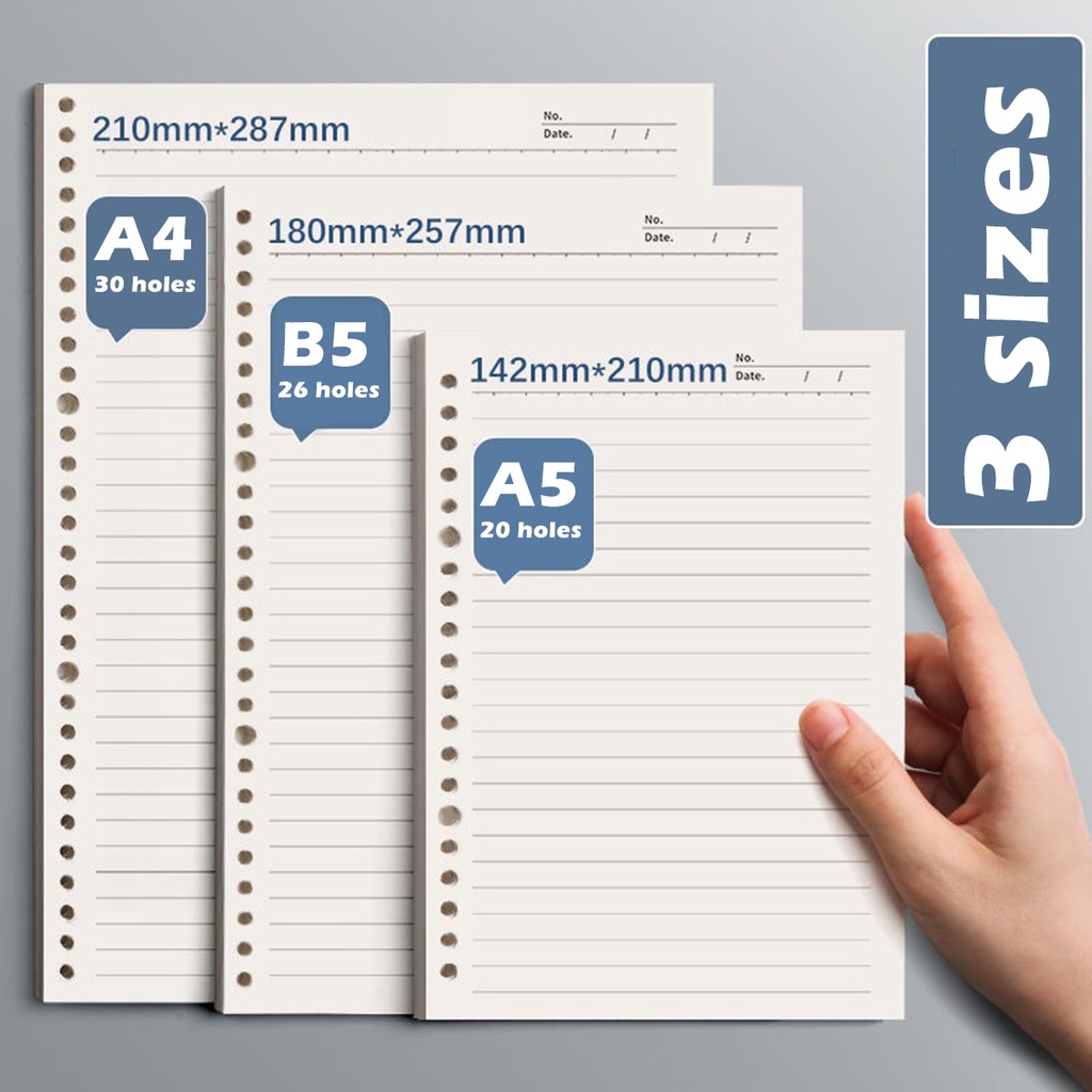 【Local Delivery】A5 B5 A4 Binder Notebook Refillable Journal Lined Grid ...