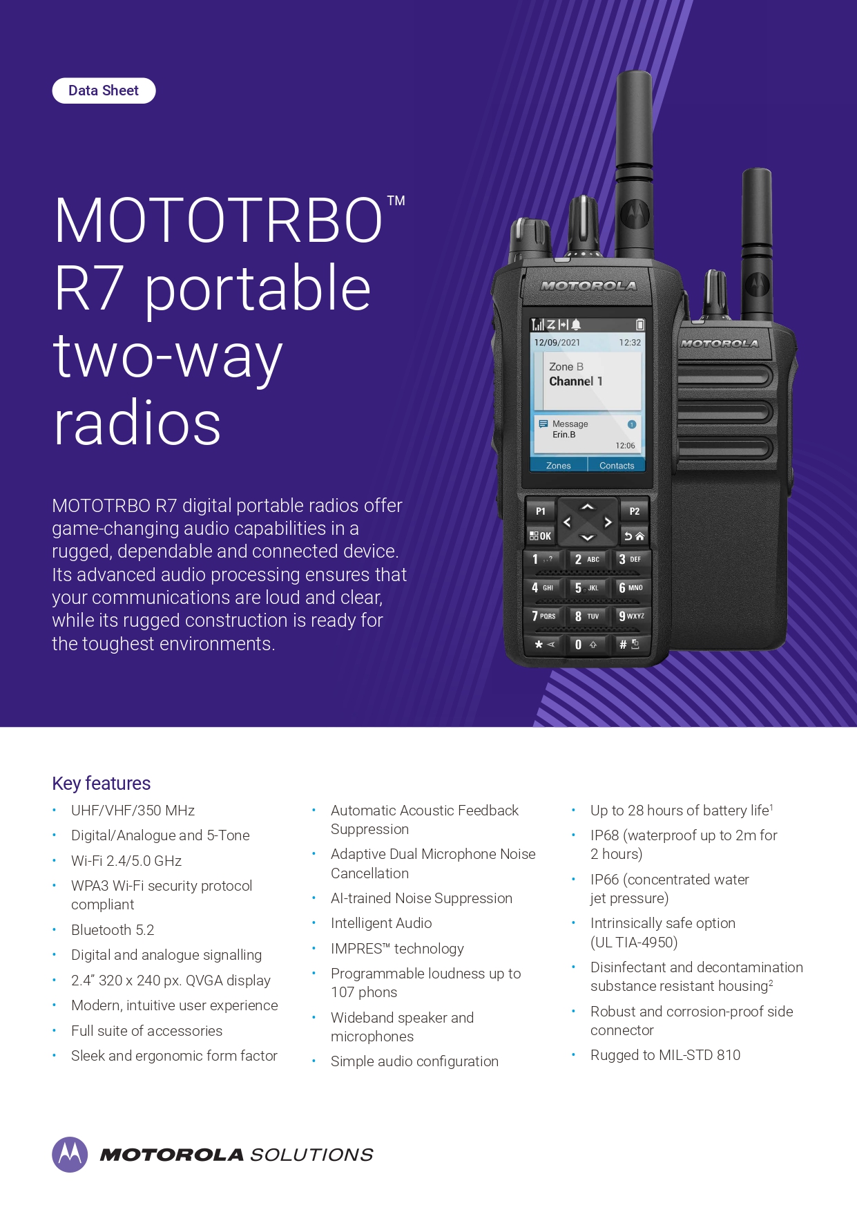 ORIGINAL MOTOROLA R7-NON TIA (UHF 400-527Mhz) DIGITAL TWO WAY WALKIE ...