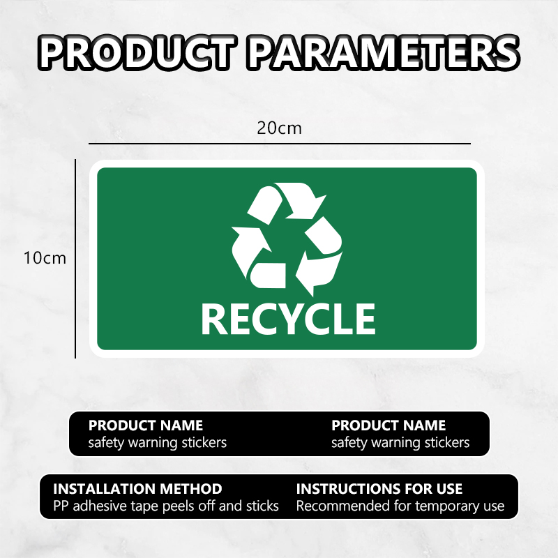 Recycle Sign Trash PVC Sticker Plastic/Paper/Glass/Recycle Sign Premium ...