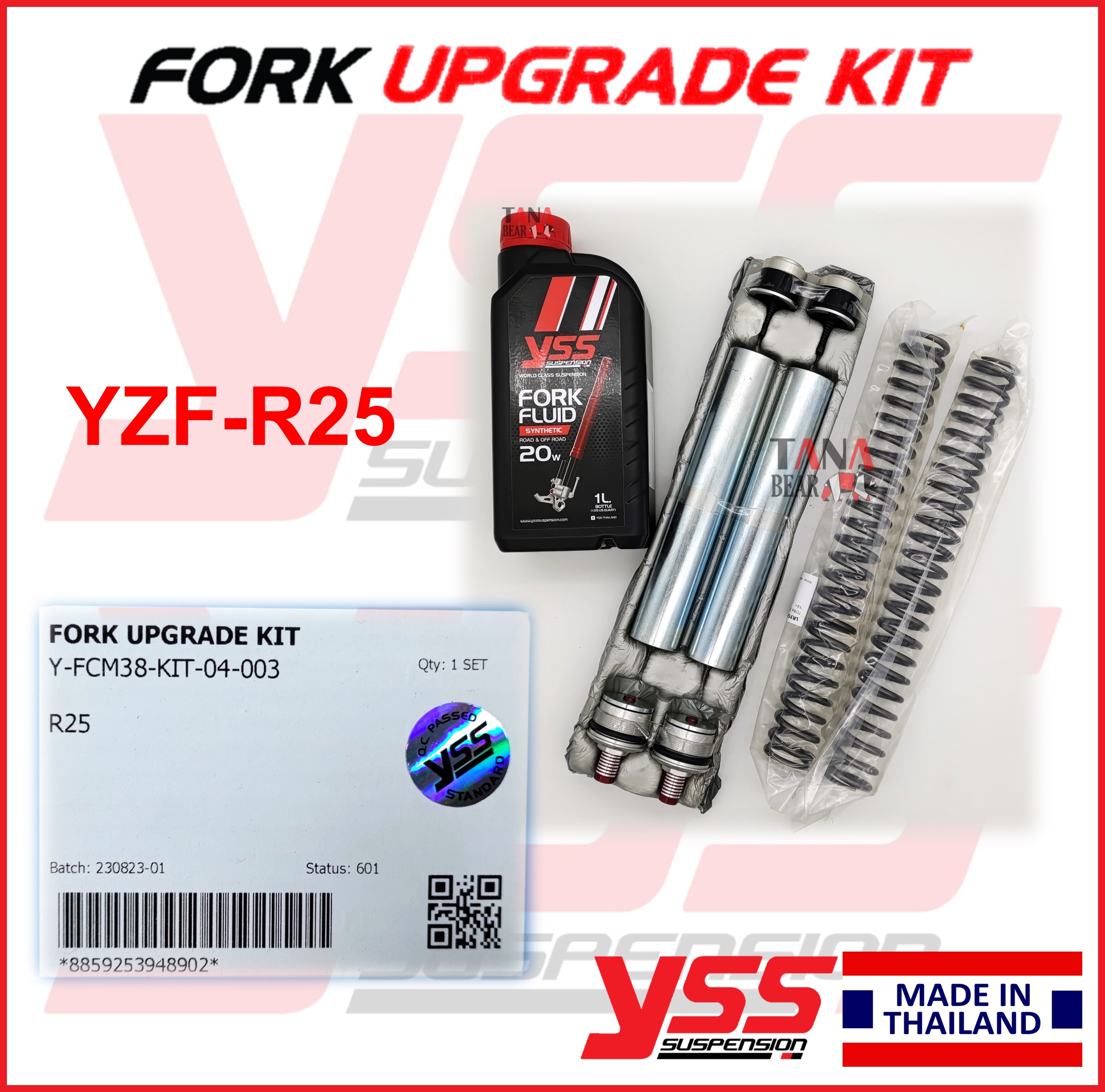 YSS R25 Fork Upgrade Kit (Full Set Adjustable Top Cap Preload) + Free ...