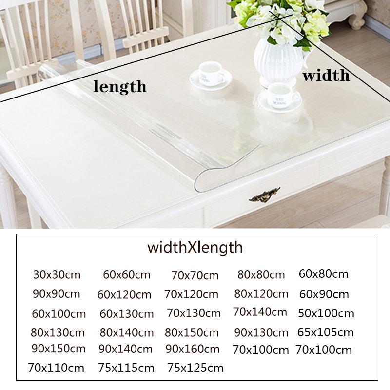 Table Mat Protector PVC Soft Crystal Glass Waterproof Cover Customized ...