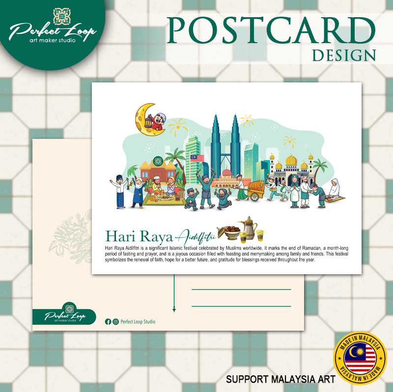 Postcard Design Malaysia Selamat Hari Raya Aidilfitri Celebration ...