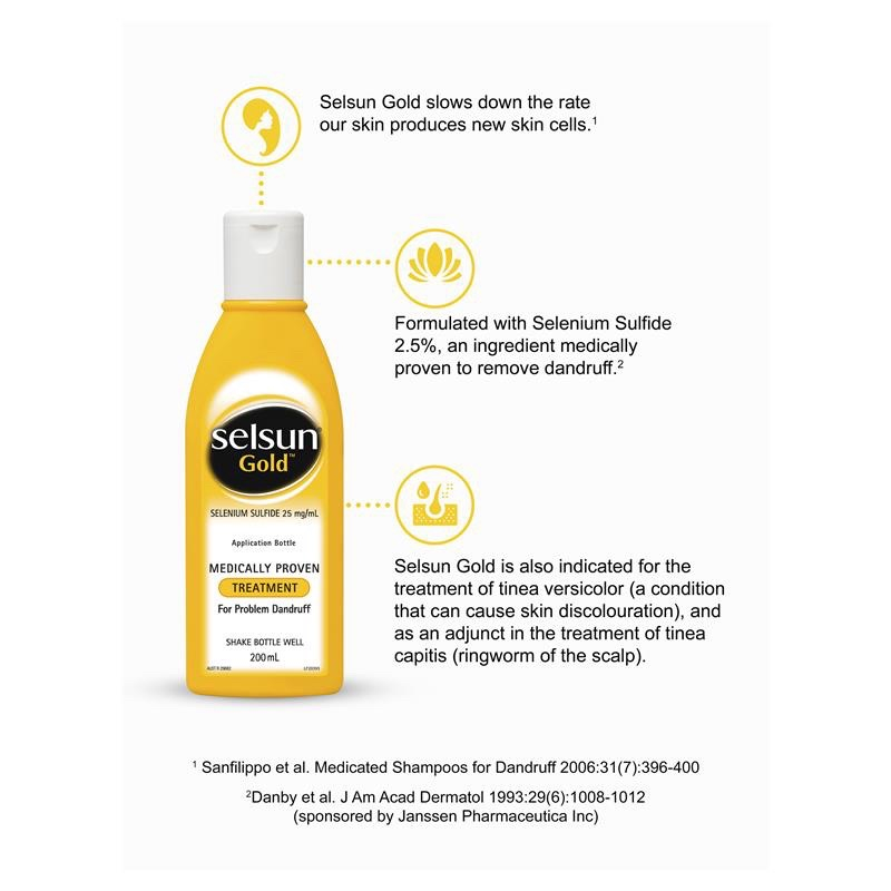 SELSUN GOLD ANTI-DANDRUFF Shampoo 200mL Deep Cleansing Selenium Sulfide 2.5% EUR 11,29 - DE